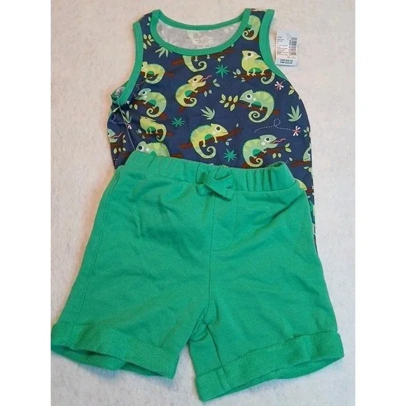 New Chameleon Print‎ Baby Toddler Tank Top & Shorts Outfit Set - Picture 2 of 7